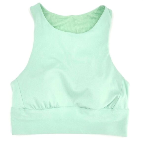 All In Motion Cropped Workout Tank  Womens Small Green Sports Bra Back Cut Out - Picture 1 of 8